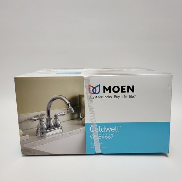 Moen Caldwell Chrome 2-handle 4" Centerset Bathroom Sink Faucet with Drain - Picture 3 of 8